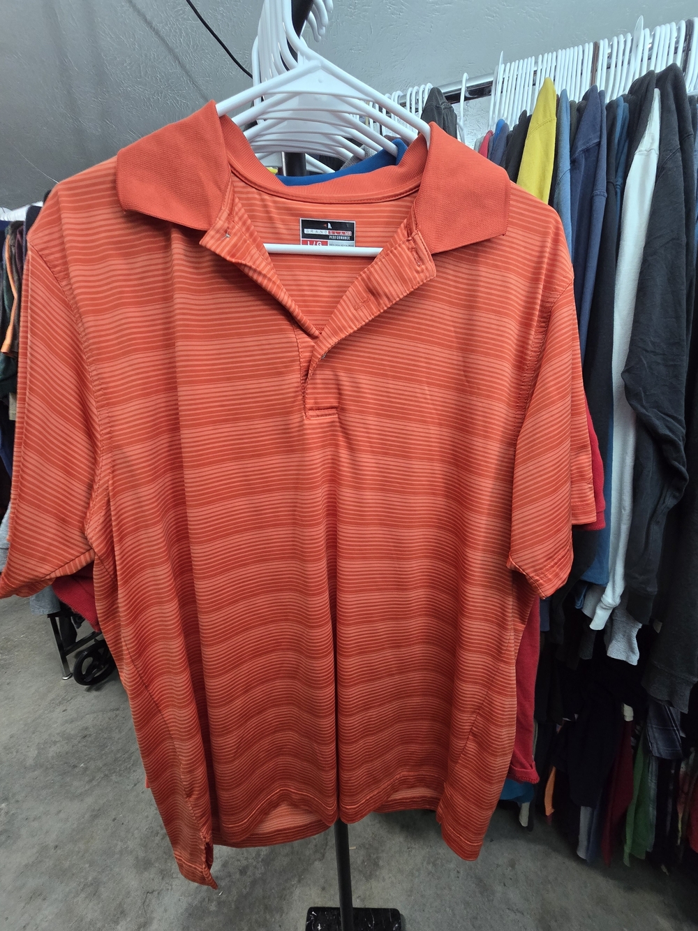 Grand Slam Orange Striped Polo Shirt
